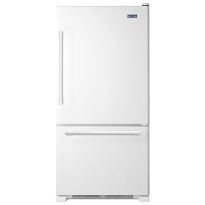 Maytag 30" 19 Cu. Ft. Bottom Freezer Refrigerator with LED Lighting (MBB1957FEW) - White Great Fridge …