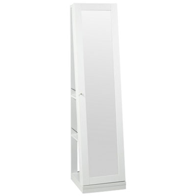 Brassex Contemporary Jewelry Cabinet with Full Mirror - White