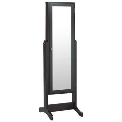 Brassex Contemporary Jewelry Cabinet with Full Mirror - Black
