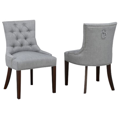 Transitional Fabric Tufted Accent Chair - Set of 2 - Grey