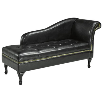 Contemporary Faux Leather Chaise Lounge Chair - Black