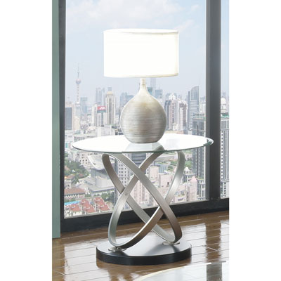 Chantal Contemporary End Table - Silver/Clear