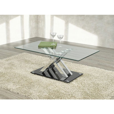 Brassex Amara Modern Rectangular Coffee Table - Silver/Black