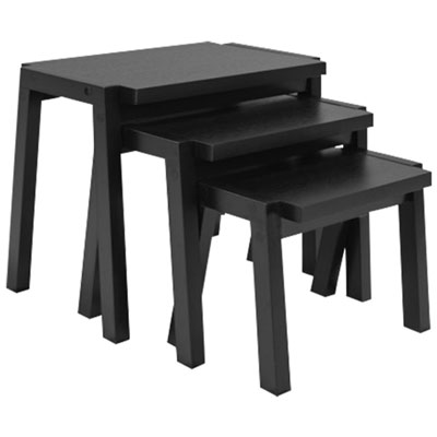 Brassex Contemporary 3-Piece Nesting Table Set - Black