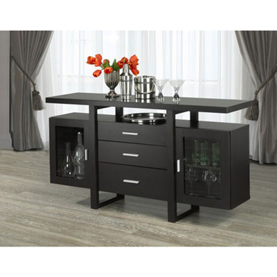 Contemporary 3-Shelf & 3-Drawer Buffet - Dark Cherry