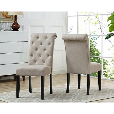 Soho Contemporary Fabric Dining Chair - Set of 2 - Beige