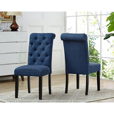 Soho Contemporary Fabric Dining Chair - Set of 2 - Blue
