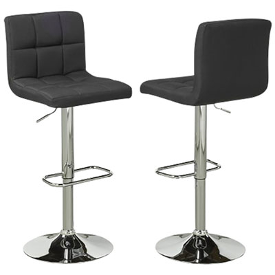 Contemporary Adjustable Height Barstool - Set of 2 - Black