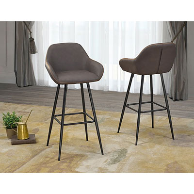 Image of Alexis Contemporary Bar Height Barstool - Set of 2 - Brown