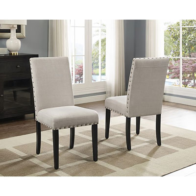 Indira Contemporary Fabric Dining Chair - Set of 2 - Beige
