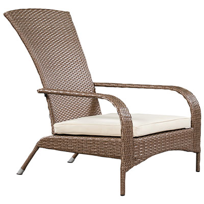 Image of Traditional Resin Wicker Adirondack Chair - Caramel Brown