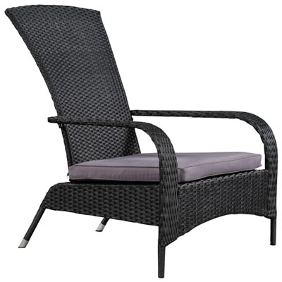 Image of Traditional Resin Wicker Adirondack Chair - Black