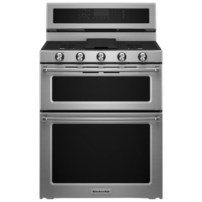 KitchenAid 30" 6.0 Cu. Ft. Double Oven 5-Burner Freestanding Gas Range (KFGD500ESS) - Stainless Steel