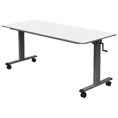 Bureau Debout Réglable À Surface Relevable De 60 Po De Large Avec Manivelle De Luxor