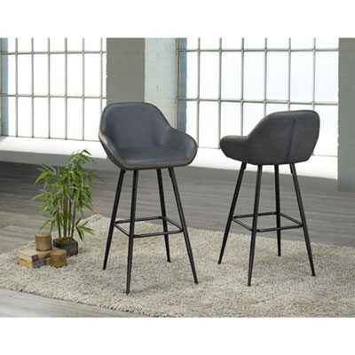 Image of Alexis Contemporary Bar Height Barstool - Set of 2 - Grey