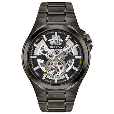 Image of Bulova Maquina Automatic Watch 46mm Men's Watch - Grey Case, Bracelet & Black Dial