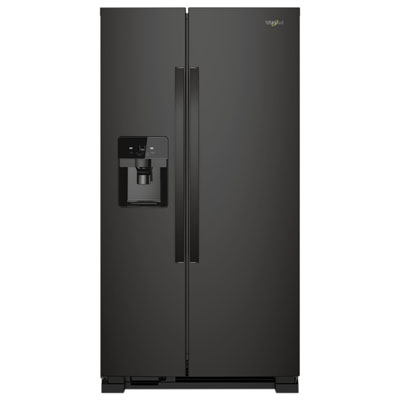 Whirlpool 36" 24.5 Cu. Ft. Side-By-Side Refrigerator w/ Ice & Water Dispenser (WRS335SDHB) - Black a decent fridge