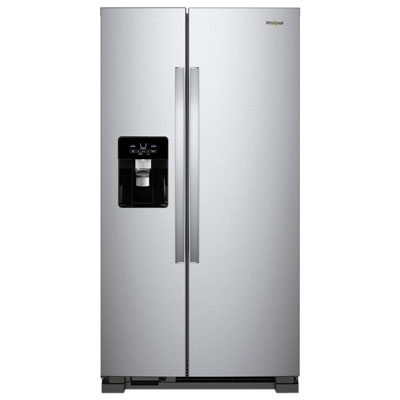 Whirlpool 36" 24.5 Cu. Ft. Side-By-Side Refrigerator w/ Ice & Water Dispenser (WRS335SDHM) - Stainless whirlpool fridge
