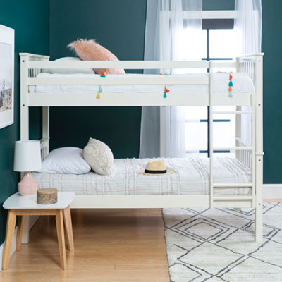 Image of Winmoor Home Rustic Country Kids Bunk Bed - Twin - White