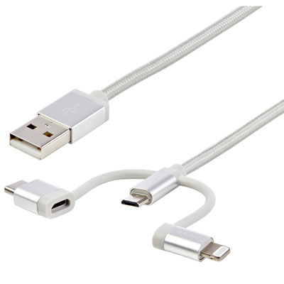 StarTech 1m (3 ft.) USB Multi Charging Cable (LTCUB1MGR) 3-in-1 Charging Cable Made Easy