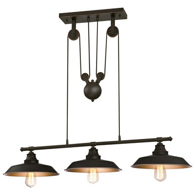 Iron Hill Rustic Country 3-Light Hanging Lamp - Bronze Iron Hill Rustic Country 3-Light Hanging Lamp