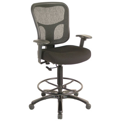 Image of Temp By Raynor Tempur-Pedic Ergonomic Mid-Back Fabric Drafting Chair - Black