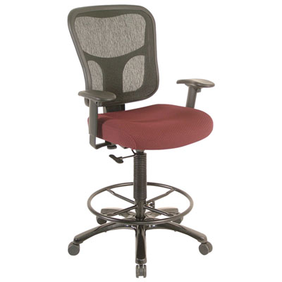 Image of Temp By Raynor Tempur-Pedic Ergonomic Mid-Back Fabric Drafting Chair - Burgundy