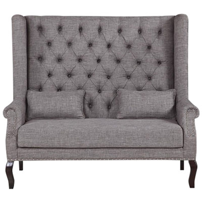 Image of Brassex Fabric Tufted Accent Loveseat - Grey
