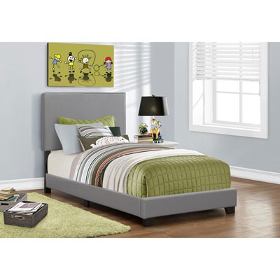 Image of Monarch Contemporary Platform Bed - Twin - Grey