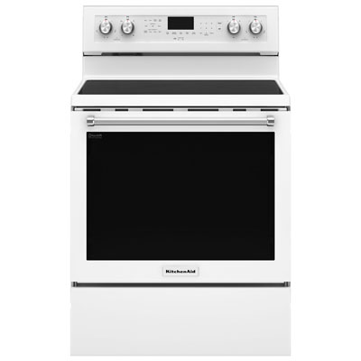 KitchenAid 30" Convection Freestanding Smooth Top Electric Range - White - Open Box - Scratch & Dent