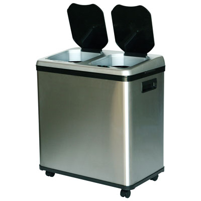 Image of iTouchless 60L Dual-Compartment Sensor Recycle Bin - Stainless Steel