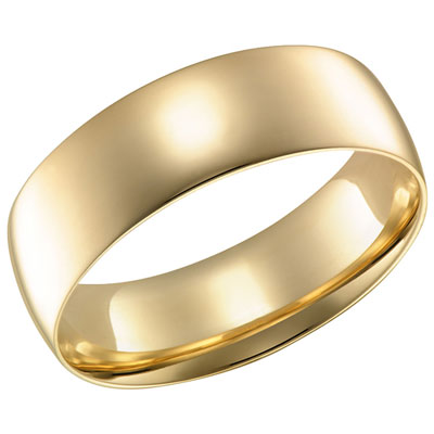 6mm Comfort Fit Wedding Ring Band in 14KT Yellow Gold - Size 8