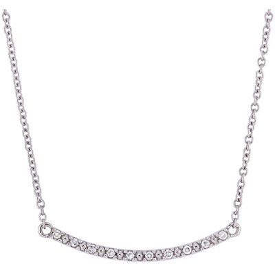 Image of 13   10K White Gold Bar Necklace with 0.05ctw Round Diamonds