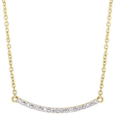 Image of 13   10K Yellow Gold Bar Necklace with 0.05ctw Round Diamonds