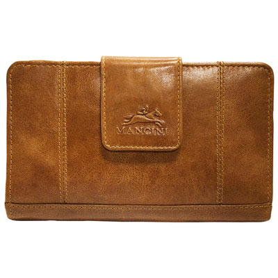 Image of Mancini Casablanca RFID Leather Bi-fold Clutch - Cognac (8700283)