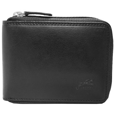 Mancini Boulder Zip-Around RFID Leather Bi-fold Wallet - Black (18-159)