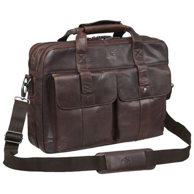 Mancini Buffalo Leather 15.6" Laptop Briefcase - Brown (99-5466)