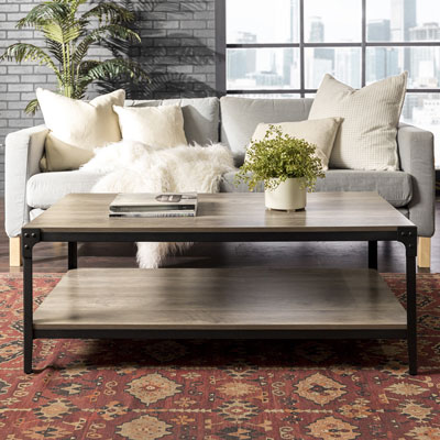 Winmoor Home Transitional Rectangular Coffee Table - Grey Wash If you love a more rustic style, this coffee table is the one for you