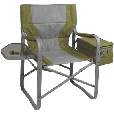 Image of Coleman Folding Outdoor Director XL Camping Chair with Side Tray - Green/Grey