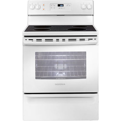"Insignia 30"" 5.0 Cu. Ft. Smooth Top Electric Range (NS-RNE4BMWH9-C) -White -Open Box -Scratch & Dent"