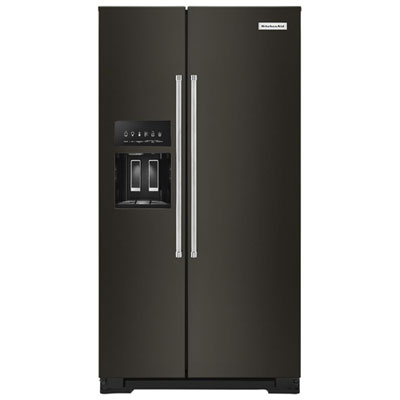 Kitchenaid 36" 24.8 Cu. Ft. Side-By-Side Refrigerator w/ Ice Dispenser (KRSF705HBS) - Black Stainless I had to wait almost three months for my side by side, well worth the wait! This new model replaced my 14 year old side by side, my new kitchen aid side by side is extremely well lite, quality shelving & drawers in freezer & fridge