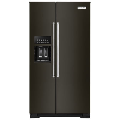 Kitchenaid 36" Counter-Depth Side-By-Side Refrigerator w/ Ice Dispenser (KRSC700HBS) - Black Stainless Great Counter Depth