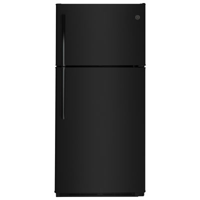 Image of GE 30   18 Cu. Ft. Top Freezer Refrigerator with LED Lighting (GTE18FTLKBB) - Black