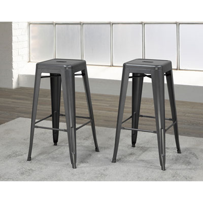 Mercury Contemporary Bar Height Barstool - Set of 2 - Grey