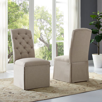 Sienna Traditional Fabric Parsons Chair - Set of 2 - Beige