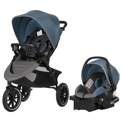 Image of Evenﬂo Folio3 Stroll & Jog Travel System with LiteMax 35 Infant Car Seat - Skyline