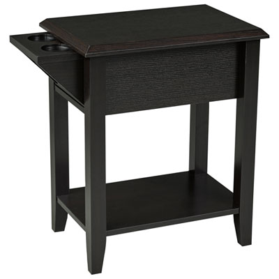 Meuble De Téléphone Contemporain Rectangulaire Avec Rangement Et Porte-Gobelets - Cerisier Foncé