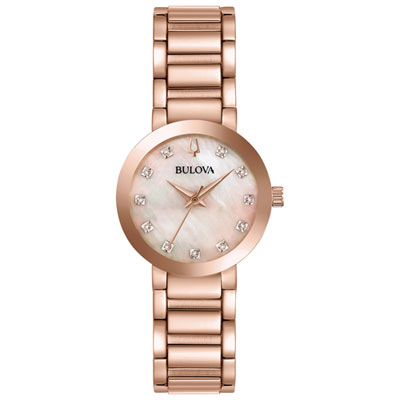 Image of Bulova Futuro Quartz Watch 30mm Women's Watch - Rose Gold-Tone Case, Two-Tone Bracelet & Pink Dial