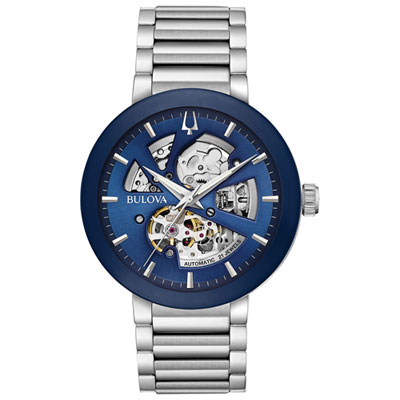 Image of Bulova Futuro Automatic Watch 42mm Men's Watch - Silver-Tone Case, Bracelet & Blue Dial