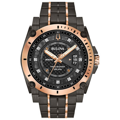 Image of Bulova Icon Precisionist Watch 46.5mm Men's Watch - Two-Tone Case, Bracelet & Black Dial
